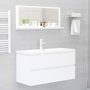 Specchio da Bagno Bianco 90x10,5x37 cm in Legno Multistrato 804580
