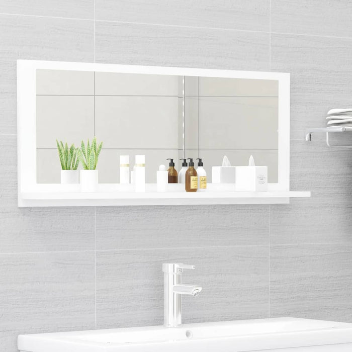 Specchio da Bagno Bianco 90x10,5x37 cm in Legno Multistrato 804580