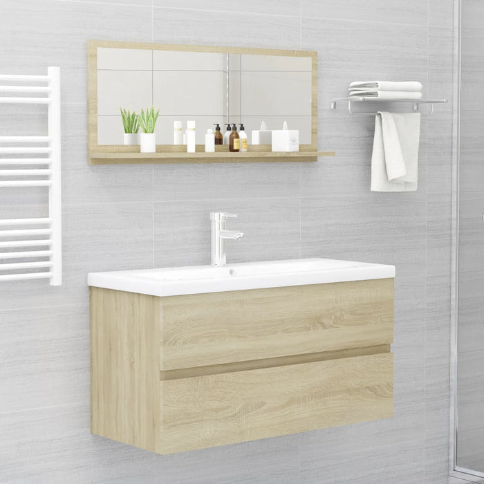 Specchio da Bagno Rovere Sonoma 90x10,5x37 cm Legno Multistrato 804583