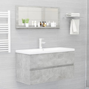 Specchio da Bagno Grigio Cemento 90x10,5x37cm Legno Multistrato 804584
