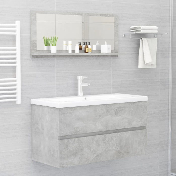 Specchio da Bagno Grigio Cemento 90x10,5x37cm Legno Multistrato 804584