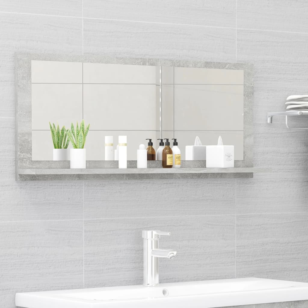 Specchio da Bagno Grigio Cemento 90x10,5x37cm Legno Multistratocod mxl 105645