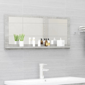 Specchio da Bagno Grigio Cemento 90x10,5x37cm Legno Multistratocod mxl 105645