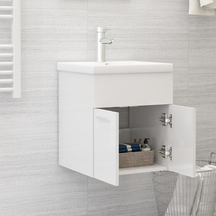 Mobile Sottolavabo Bianco Lucido 41x38,5x46cm Legno Multistrato 804644