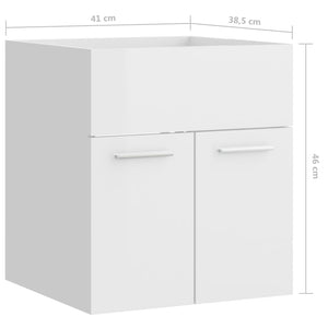Mobile Sottolavabo Bianco Lucido 41x38,5x46cm Legno Multistrato 804644