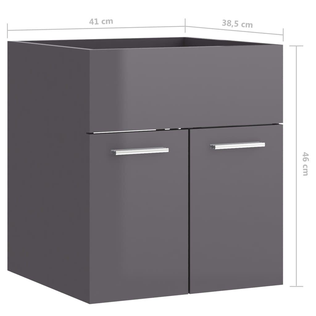 Mobile Sottolavabo Grigio Lucido 41x38,5x46cm Legno Multistrato 804646