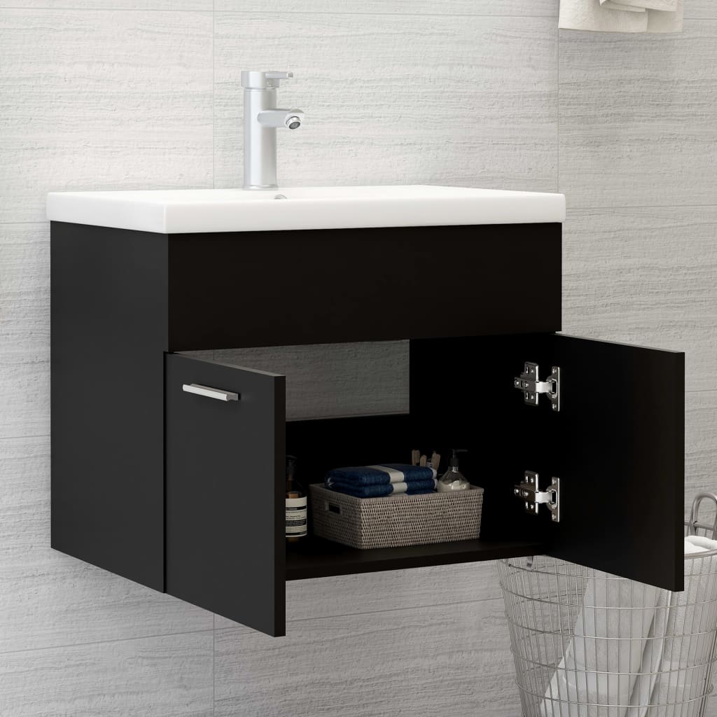 Mobile Sottolavabo Nero 60x38,5x46 cm in Legno Multistrato 804648