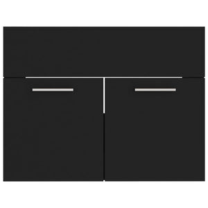 Mobile Sottolavabo-Armadietto da bagno Nero 60x38,5x46 cm in Legno Multistrato