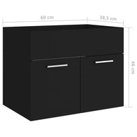 Mobile Sottolavabo-Armadietto da bagno Nero 60x38,5x46 cm in Legno Multistrato
