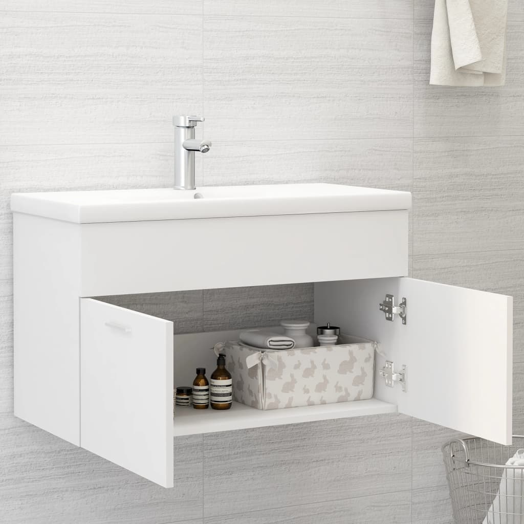 Mobile Sottolavabo Bianco 80x38,5x46 cm in Legno Multistrato 804656