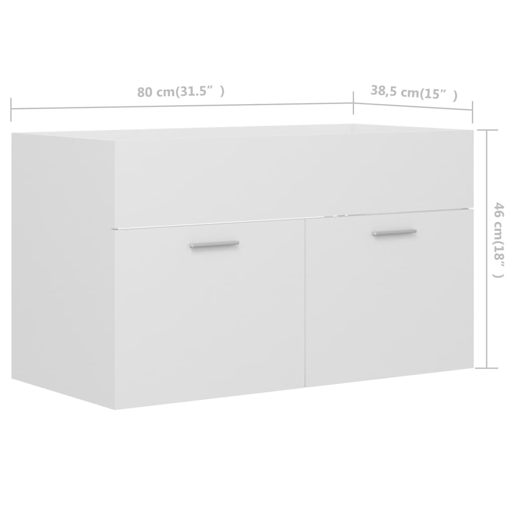 Mobile Sottolavabo Bianco 80x38,5x46 cm in Legno Multistrato 804656