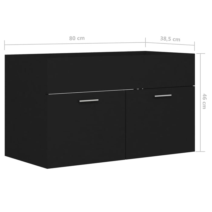 Mobile Sottolavabo-Armadietto da bagno Nero 80x38,5x46 cm in Legno Multistrato
