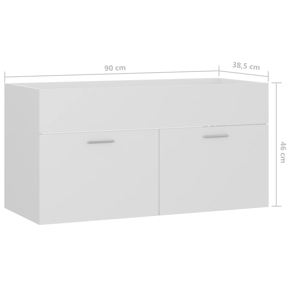 Mobile Sottolavabo Bianco 90x38,5x46 cm in Legno Multistrato 804665