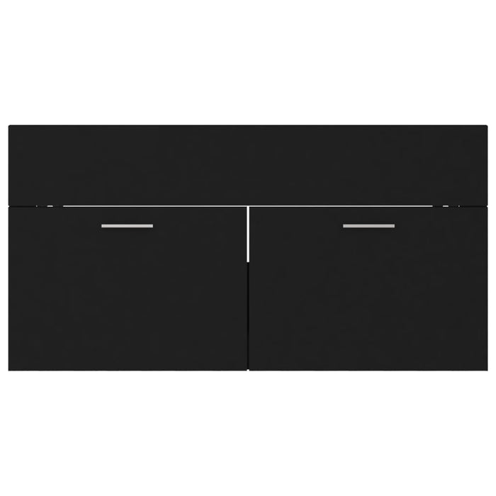 Mobile Sottolavabo-Armadietto da bagno Nero 90x38,5x46 cm in Legno Multistrato