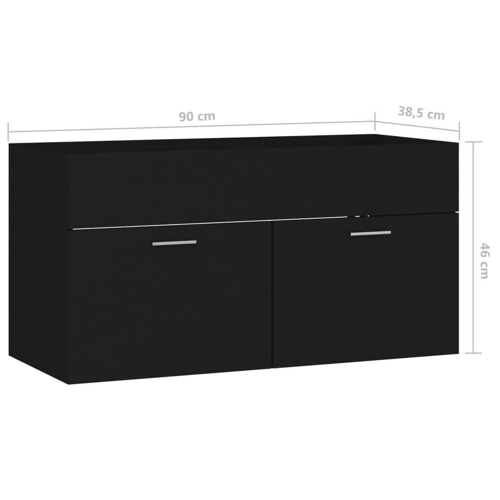 Mobile Sottolavabo Nero 90x38,5x46 cm in Legno Multistrato 804666