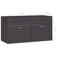 Mobile Sottolavabo Grigio 90x38,5x46 cm in Legno Multistrato 804667