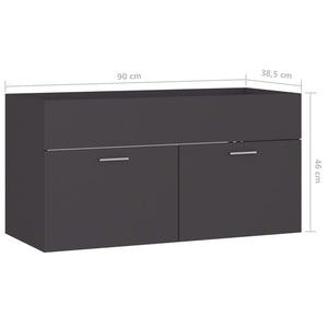 Mobile Sottolavabo Grigio 90x38,5x46 cm in Legno Multistrato 804667