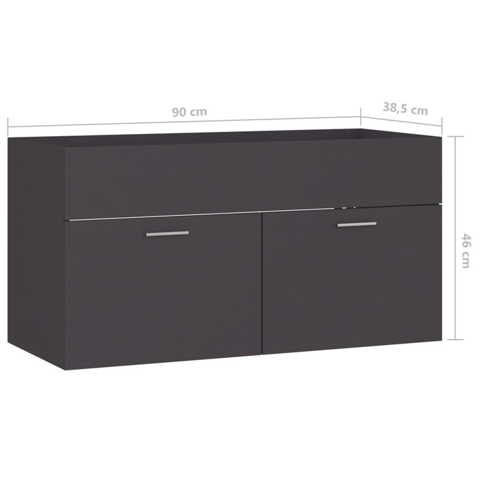 Mobile Sottolavabo Grigio 90x38,5x46 cm in Legno Multistrato 804667