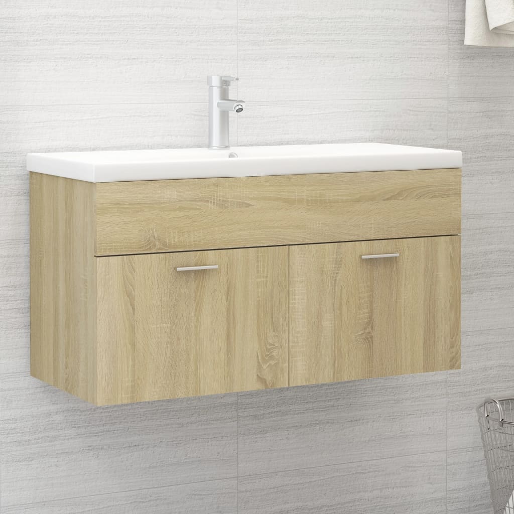 Mobile Sottolavabo Rovere Sonoma 90x38,5x46cm Legno Multistrato 804668