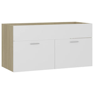 Mobile Sottolavabo Bianco Rovere Sonoma 90x38,5x46 Multistrato 804670