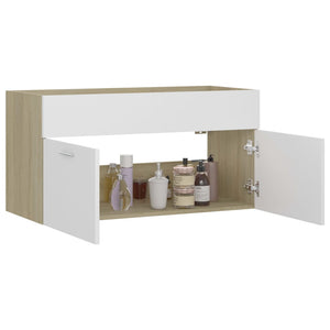 Mobile Sottolavabo Bianco Rovere Sonoma 90x38,5x46 Multistrato 804670