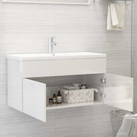 Mobile Lavabo Bianco Lucido 90x38,5x46 cm in Legno Multistrato 804671