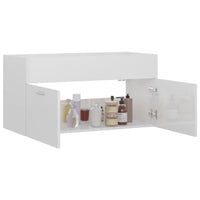 Mobile Lavabo Bianco Lucido 90x38,5x46 cm in Legno Multistrato 804671