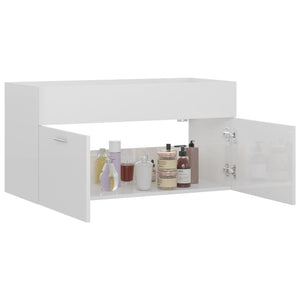 Mobile Lavabo Bianco Lucido 90x38,5x46 cm in Legno Multistrato 804671