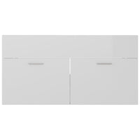 Mobile Lavabo Bianco Lucido 90x38,5x46 cm in Legno Multistrato 804671