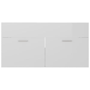 Mobile Lavabo Bianco Lucido 90x38,5x46 cm in Legno Multistrato 804671