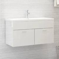 Mobile Lavabo Bianco Lucido 90x38,5x46 cm in Legno Multistrato 804671