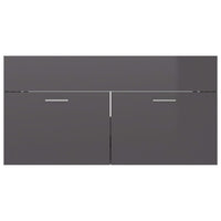 Mobile Lavabo-Armadietto da bagno Grigio Lucido 90x38,5x46 cm in Legno Multistrato