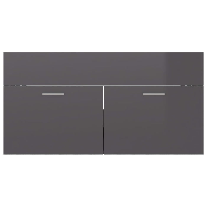 Mobile Lavabo-Armadietto da bagno Grigio Lucido 90x38,5x46 cm in Legno Multistrato