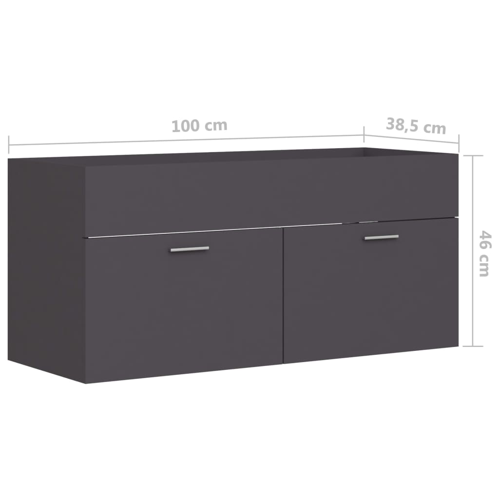 Mobile Sottolavabo Grigio 100x38,5x46 cm in Truciolato cod mxl 31354