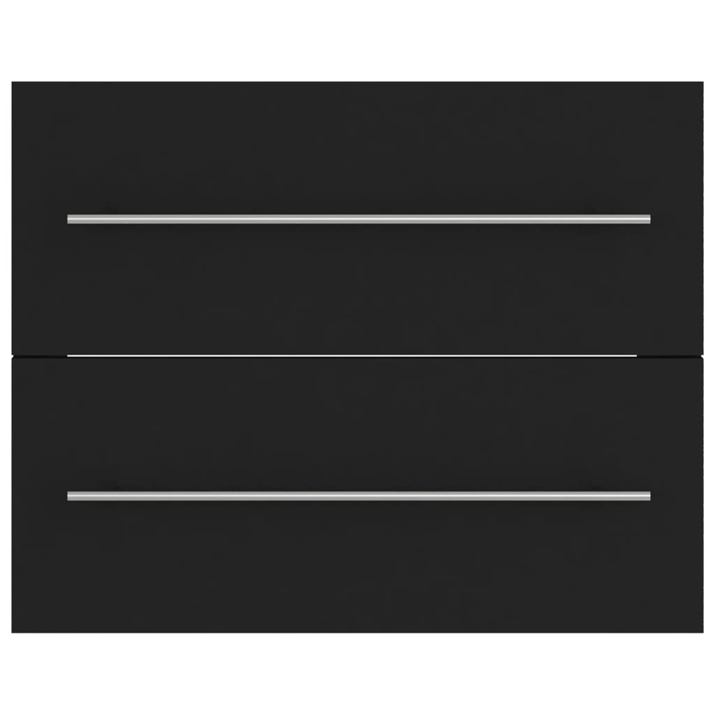 Mobile Lavabo-Armadietto da bagno Nero 60x38,5x48 cm in Legno Multistrato