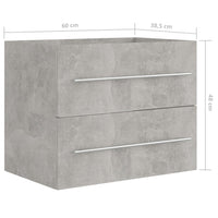 Mobile Lavabo Grigio Cemento 60x38,5x48 cm in Legno Multistrato 804696