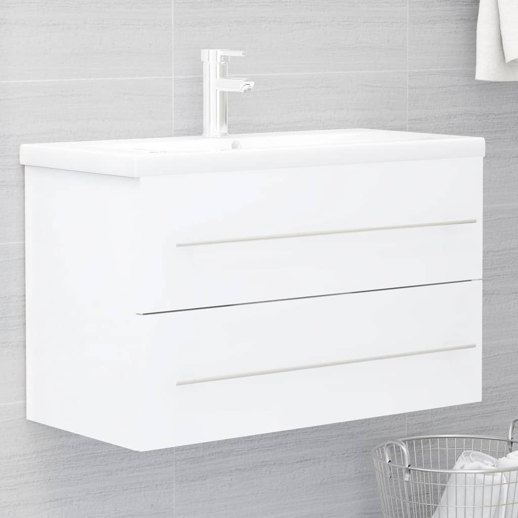 Mobile Lavabo-Armadietto da bagno Bianco 80x38,5x48 cm in Legno Multistrato