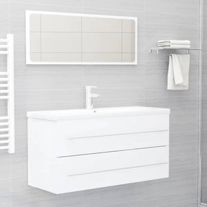 Mobile Lavabo-Armadietto da bagno Bianco 100x38,5x48 cm in Legno Multistrato