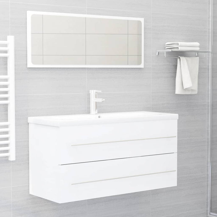 Mobile Lavabo-Armadietto da bagno Bianco 100x38,5x48 cm in Legno Multistrato