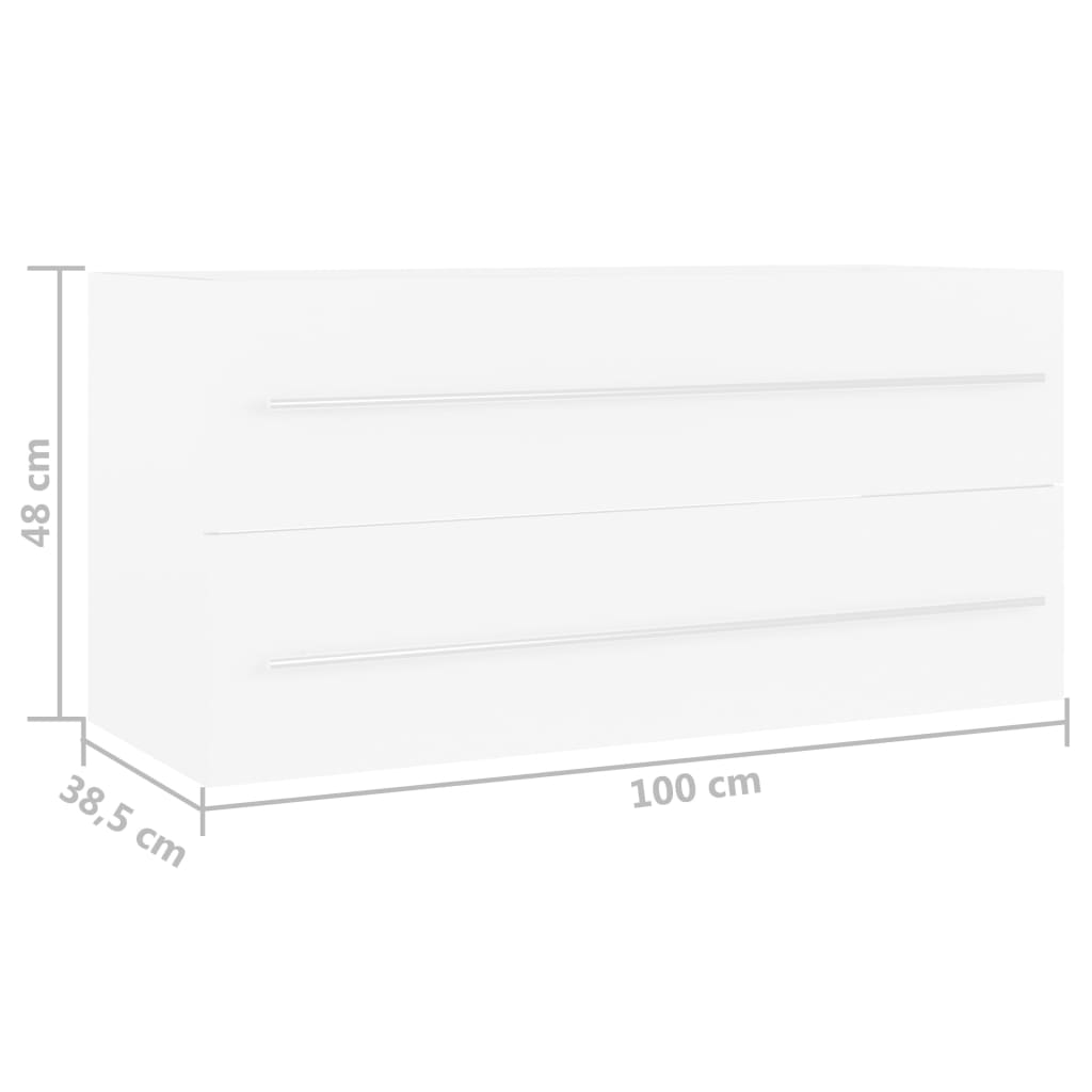 Mobile Lavabo Bianco 100x38,5x48 cm in Legno Multistrato 804719