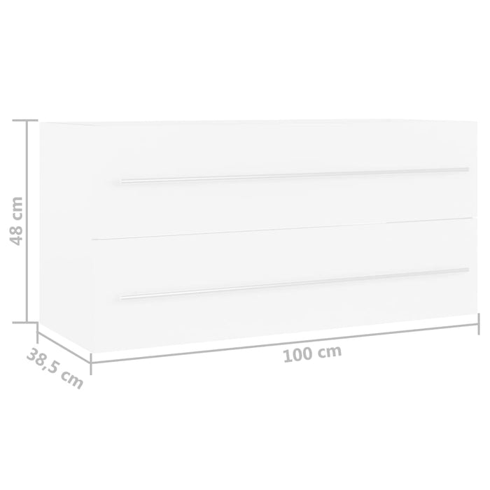 Mobile Lavabo Bianco 100x38,5x48 cm in Legno Multistrato