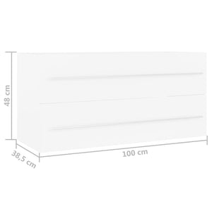 Mobile Lavabo-Armadietto da bagno Bianco 100x38,5x48 cm in Legno Multistrato