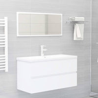 Mobile Lavabo-Armadietto da bagno Bianco 90x38,5x45 cm in Legno Multistrato
