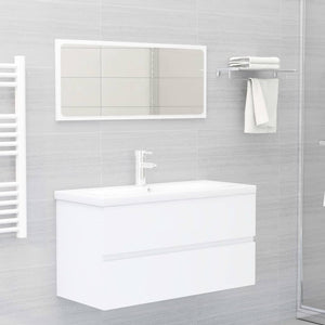 Mobile Lavabo-Armadietto da bagno Bianco 90x38,5x45 cm in Legno Multistrato