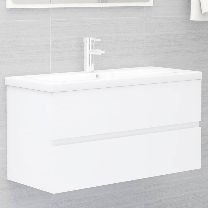Mobile Lavabo-Armadietto da bagno Bianco 90x38,5x45 cm in Legno Multistrato