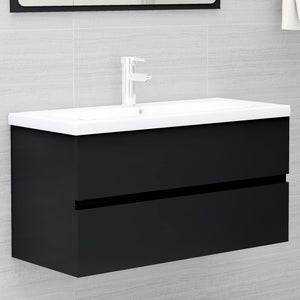 Mobile Lavabo Nero 90x38,5x45 cm in Legno Multistrato 804756