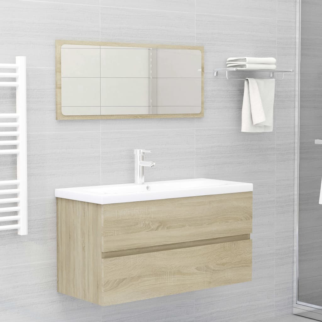 Mobile Lavabo Rovere Sonoma 90x38,5x45 cm in Legno Multistrato 804758
