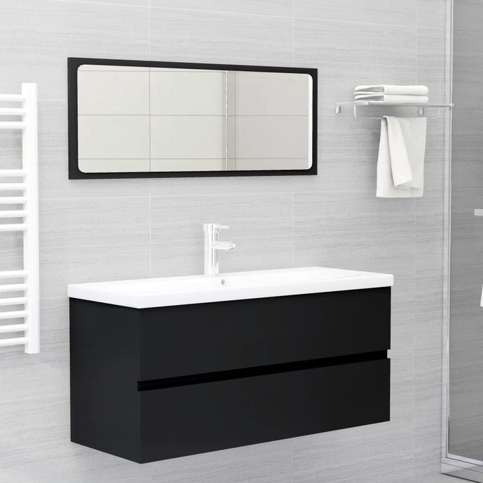 Mobile Lavabo-Armadietto da bagno Nero 100x38,5x45 cm in Legno Multistrato