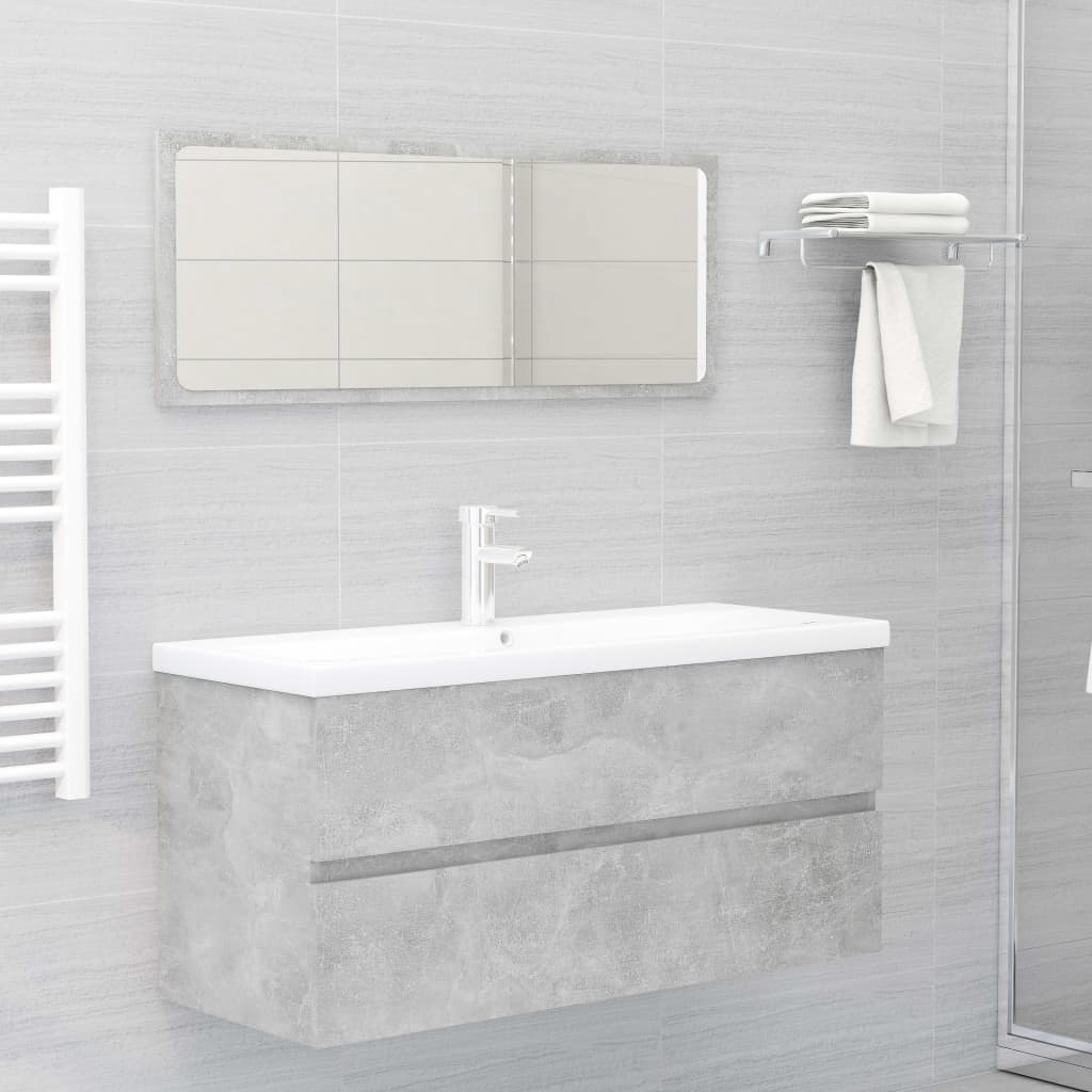 Mobile Lavabo-Armadietto da bagno Grigio Cemento 100x38,5x45cm in Legno Multistrato 316140