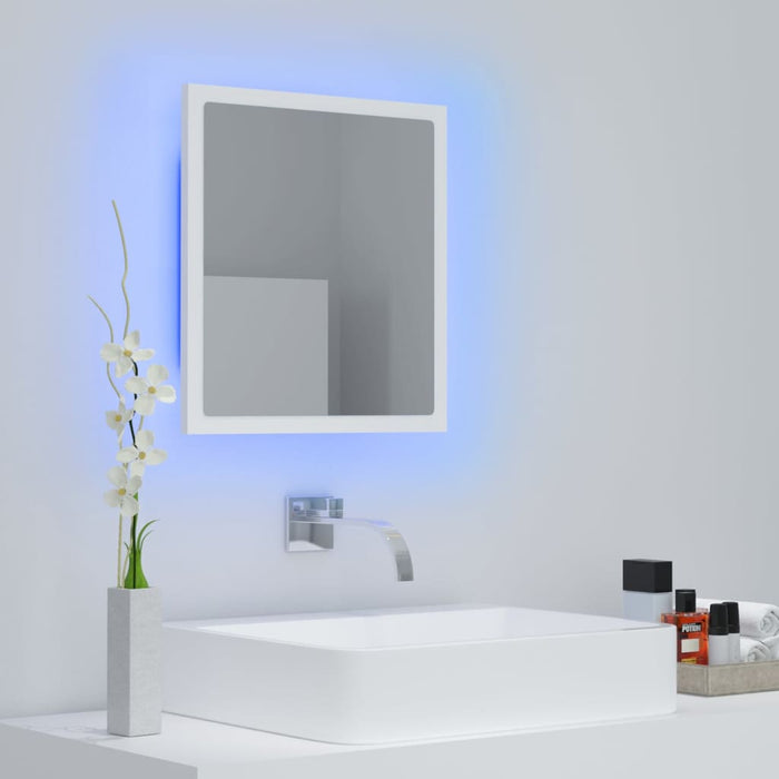 Specchio da Bagno con LED-Specchio per Bagno Bianco 40x8,5x37 cm in Acrilico